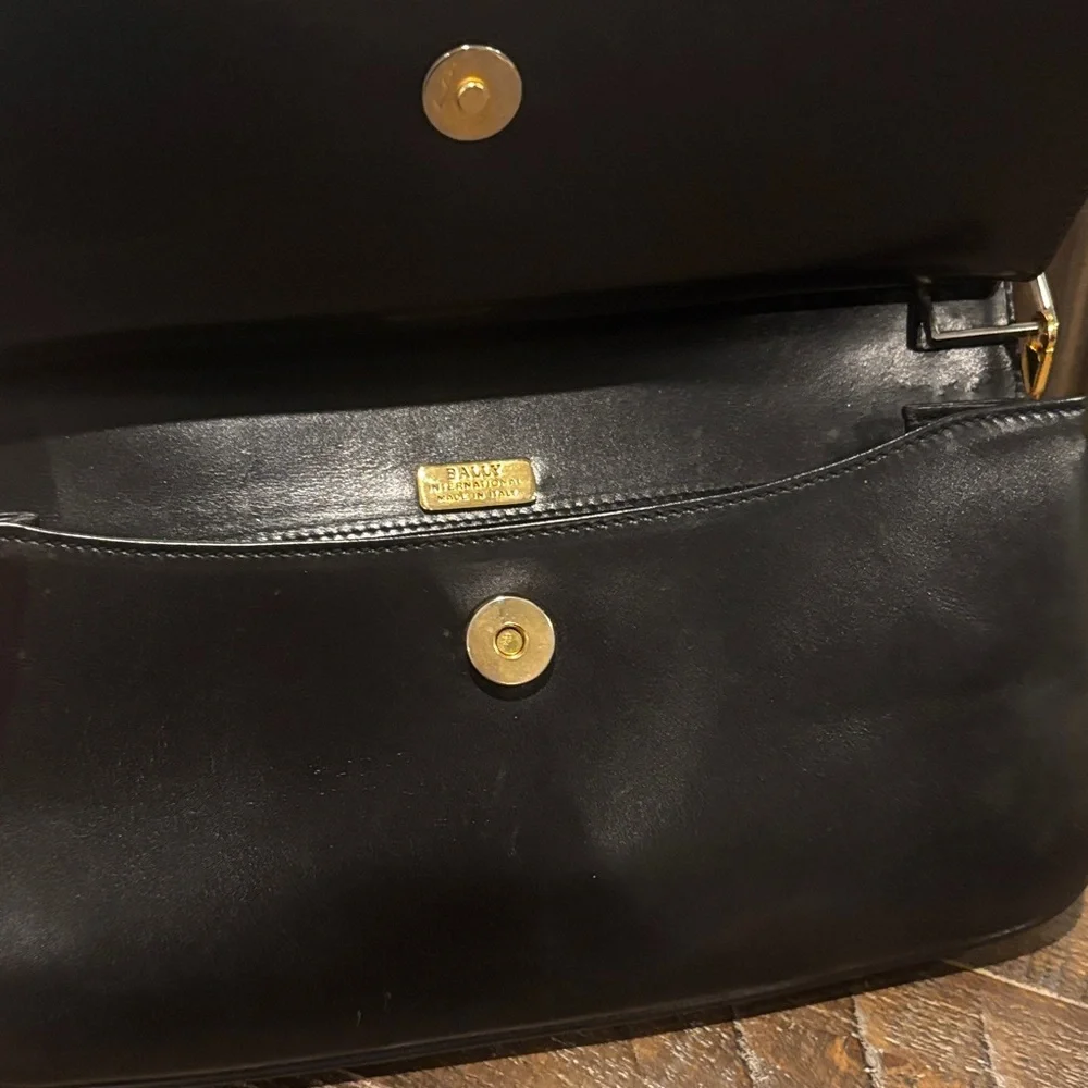 Bally‎ Black Leather Clutch/crossbody with Gold Accents bag